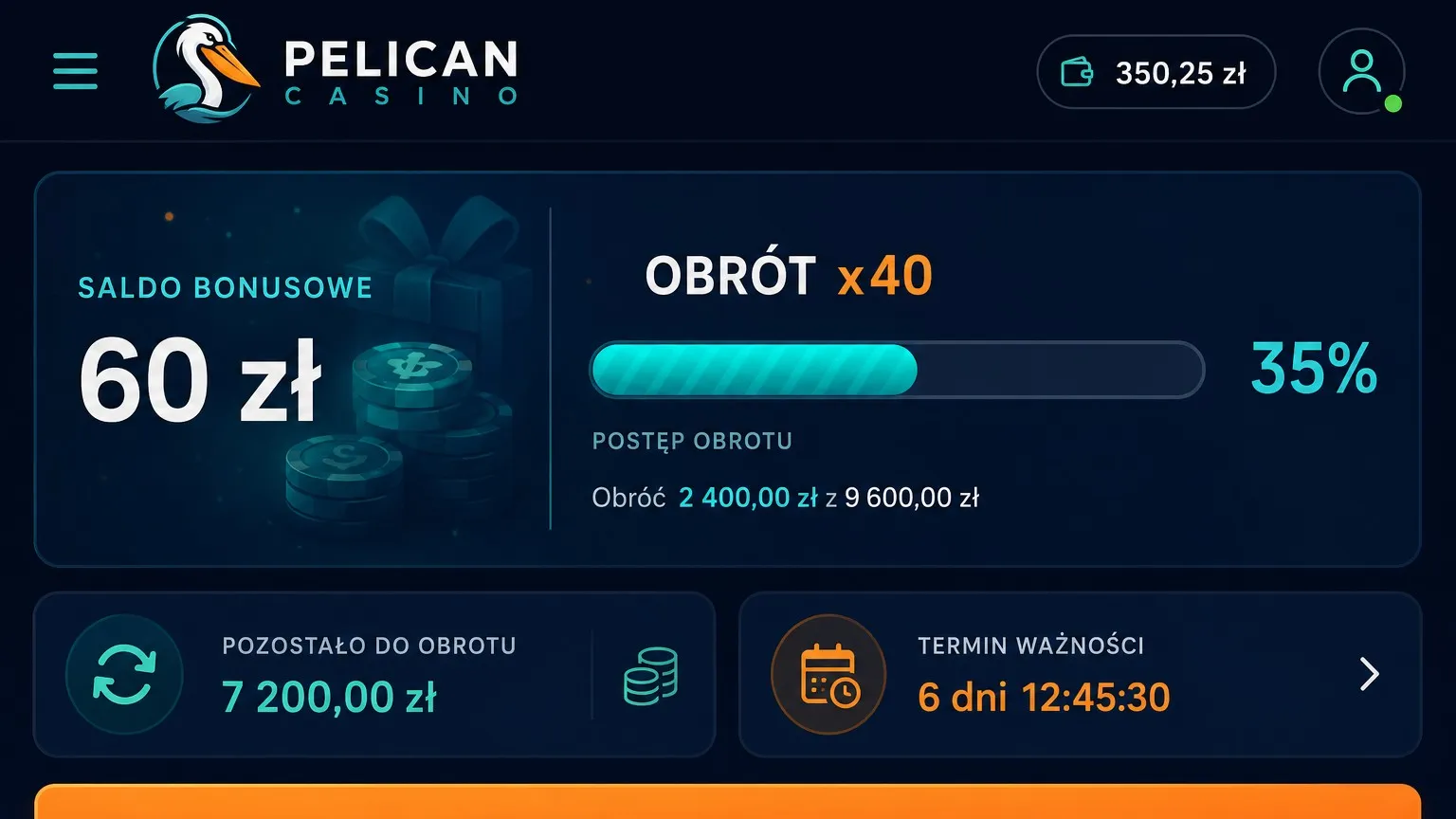 Oferty reload i promocje w Pelican Casino Polska
